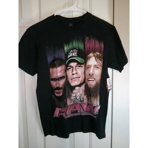 WWE RAW T-Shirt Wrestling Randy Cena Bryan Graphic Tee Black‎ XL NWT